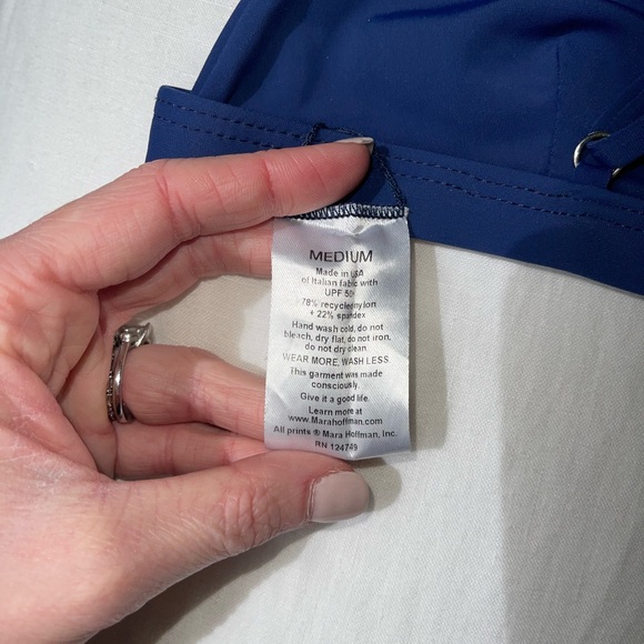 Mara Hoffman Triangle Bathing Suit Top - Navy - Picture 4 of 4